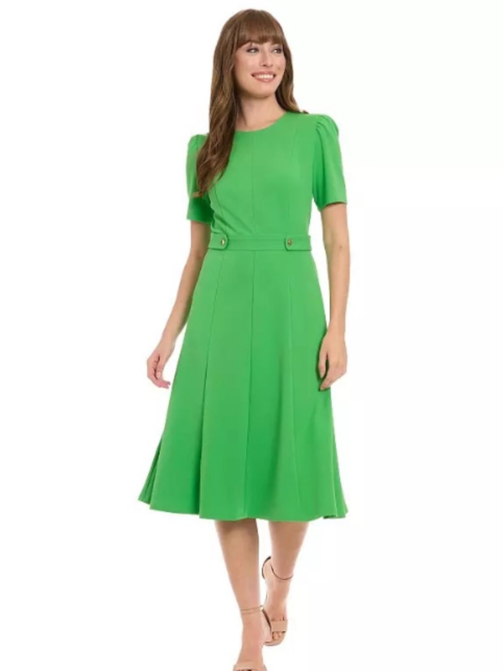 Women's London Times Solid Side Tab Fit & Flare Dress